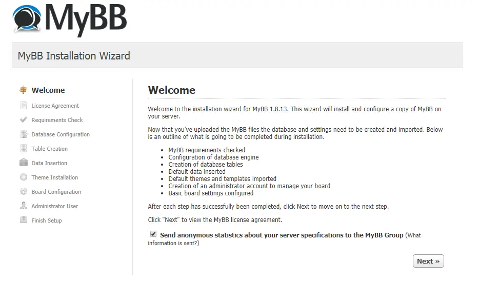 mybb install welcome