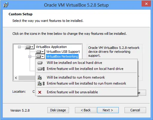 oracle virtualbox network settings windows 10