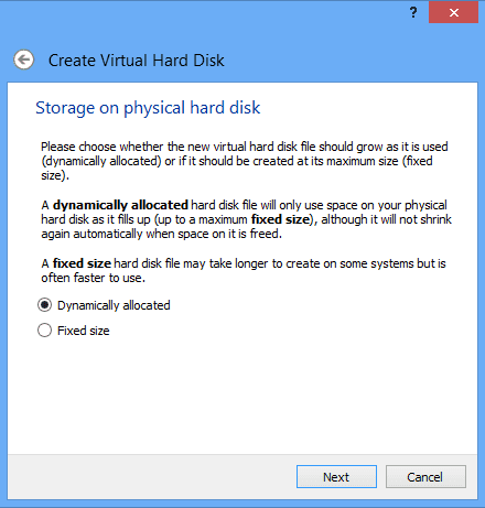 virtual box storage type