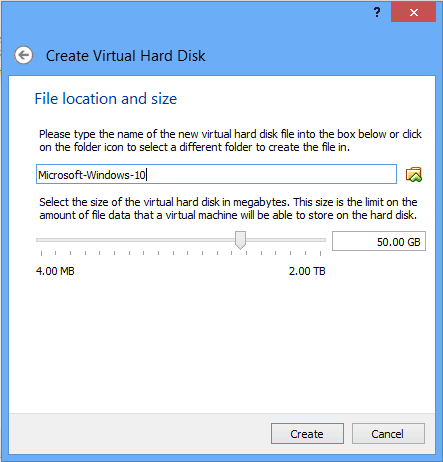 virtual machine file location and size