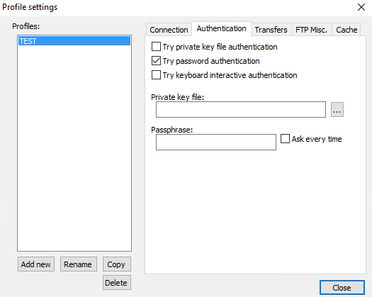 Select Authentication Type